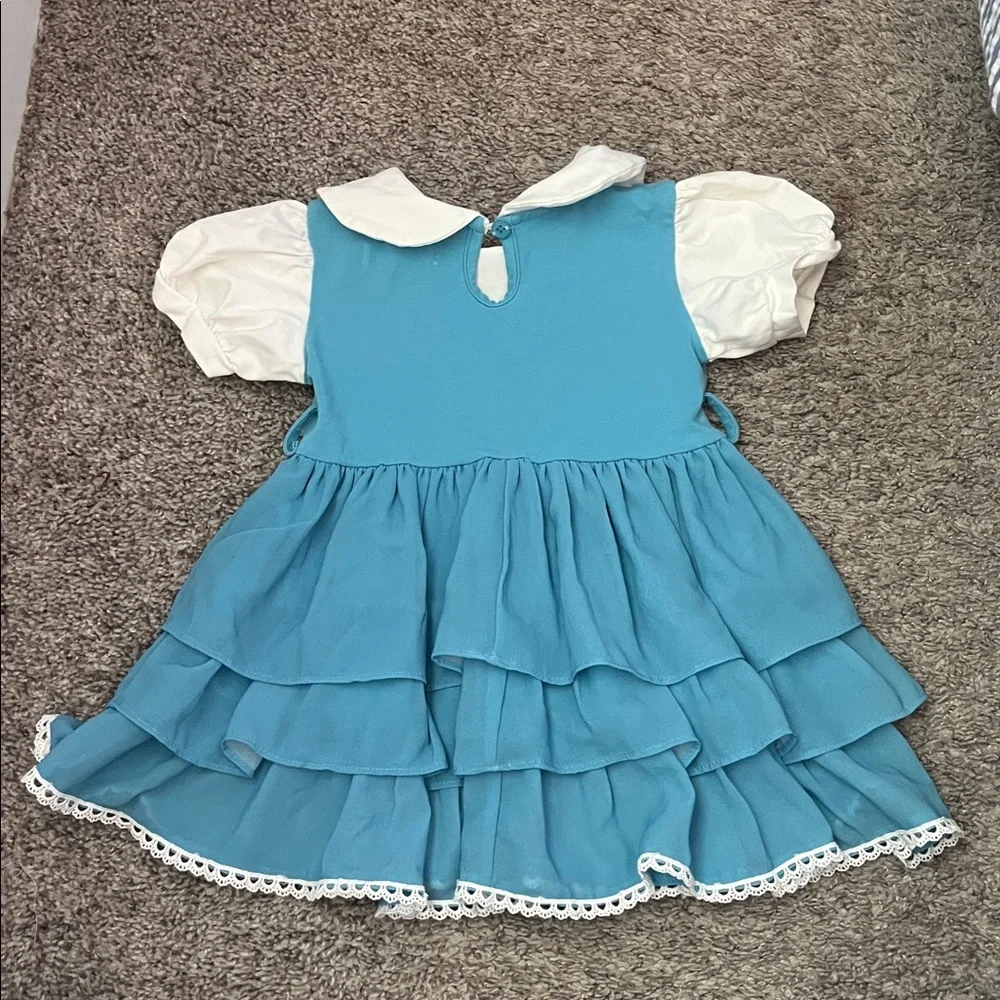 Blue and White Ruffled Belle inspired Dress Evies Backyard size 2